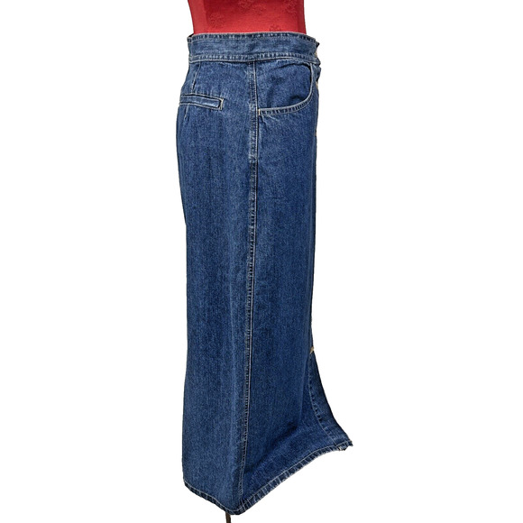 Vintage Gloria Vanderbilt Maxi Long Skirt Blue Denim Size 8 Button Front Cotton - Picture 9 of 11